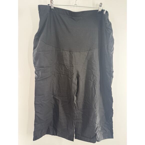 Womens Cotton Linen Blend Maternity Capris Pants, Lounge Pregnancy Cropped Pants - Picture 3 of 15